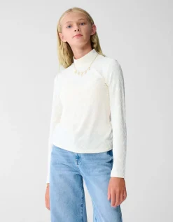 All-Over Heart Longsleeve Top Gebroken Wit