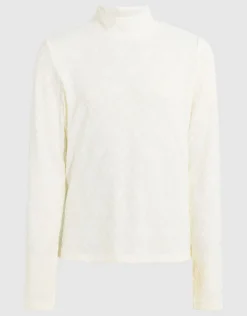 All-Over Heart Longsleeve Top Gebroken Wit