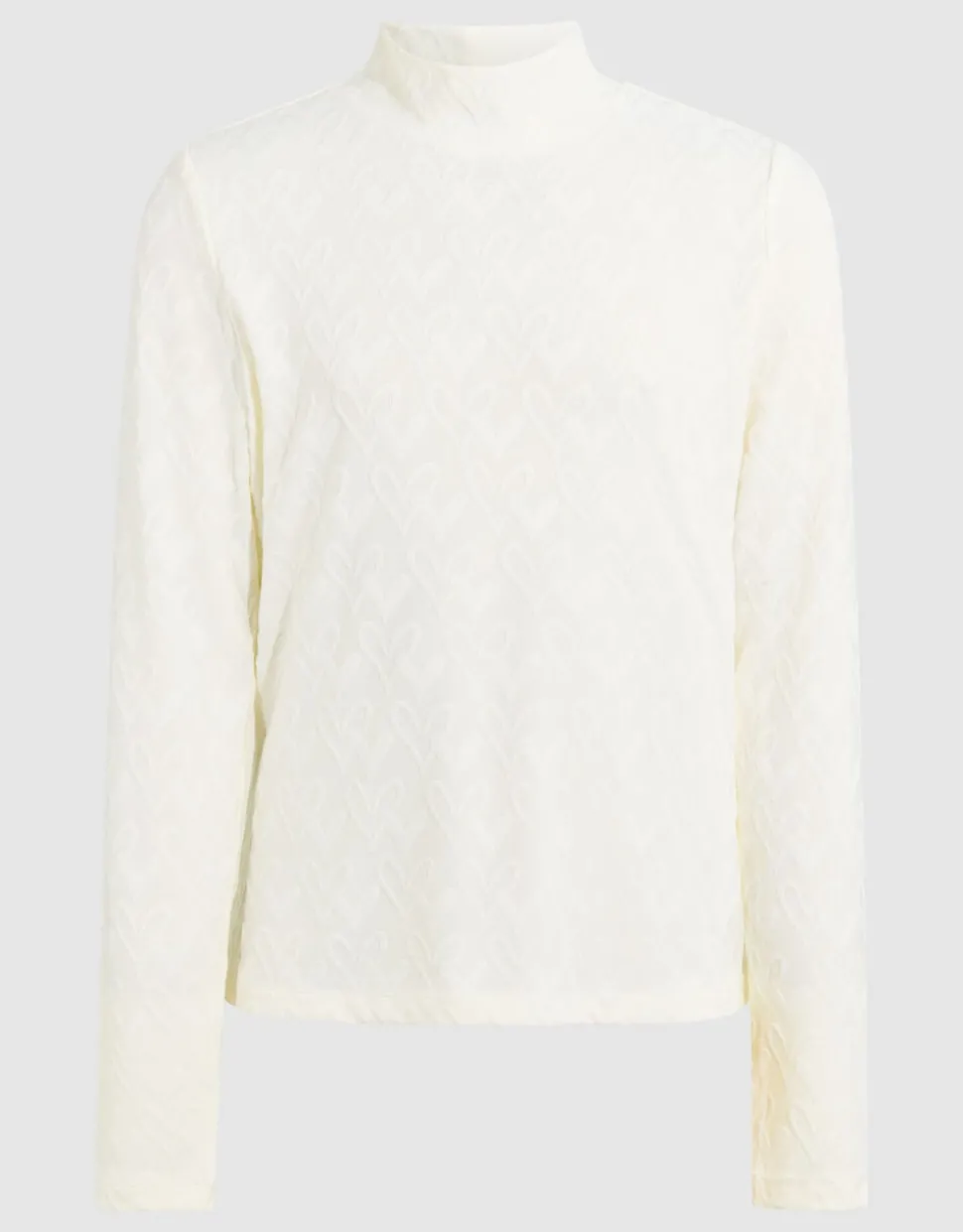 All-Over Heart Longsleeve Top Gebroken Wit
