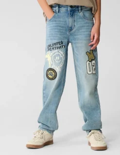 Artwork Straight Fit Jeans Blauw