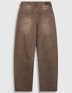 Asymmetric Barrel Fit Jeans Washed Bruin