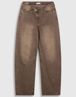 Asymmetric Barrel Fit Jeans Washed Bruin