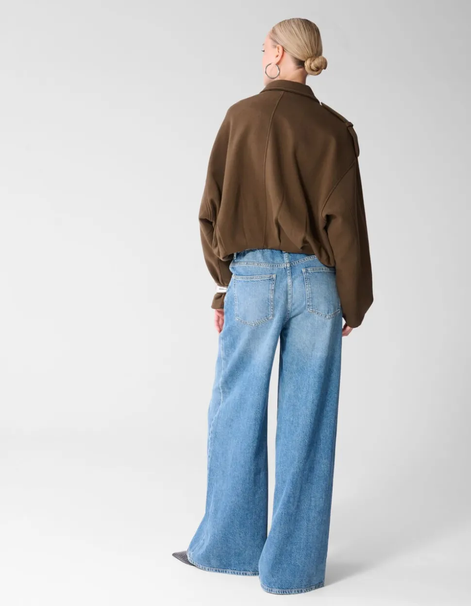 Asymmetric Ultra Wide Leg Fit Jeans Mediumstone