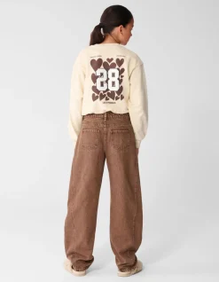 Asymmetrische Barrel Fit Jeans Bruin