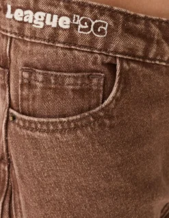 Asymmetrische Barrel Fit Jeans Bruin