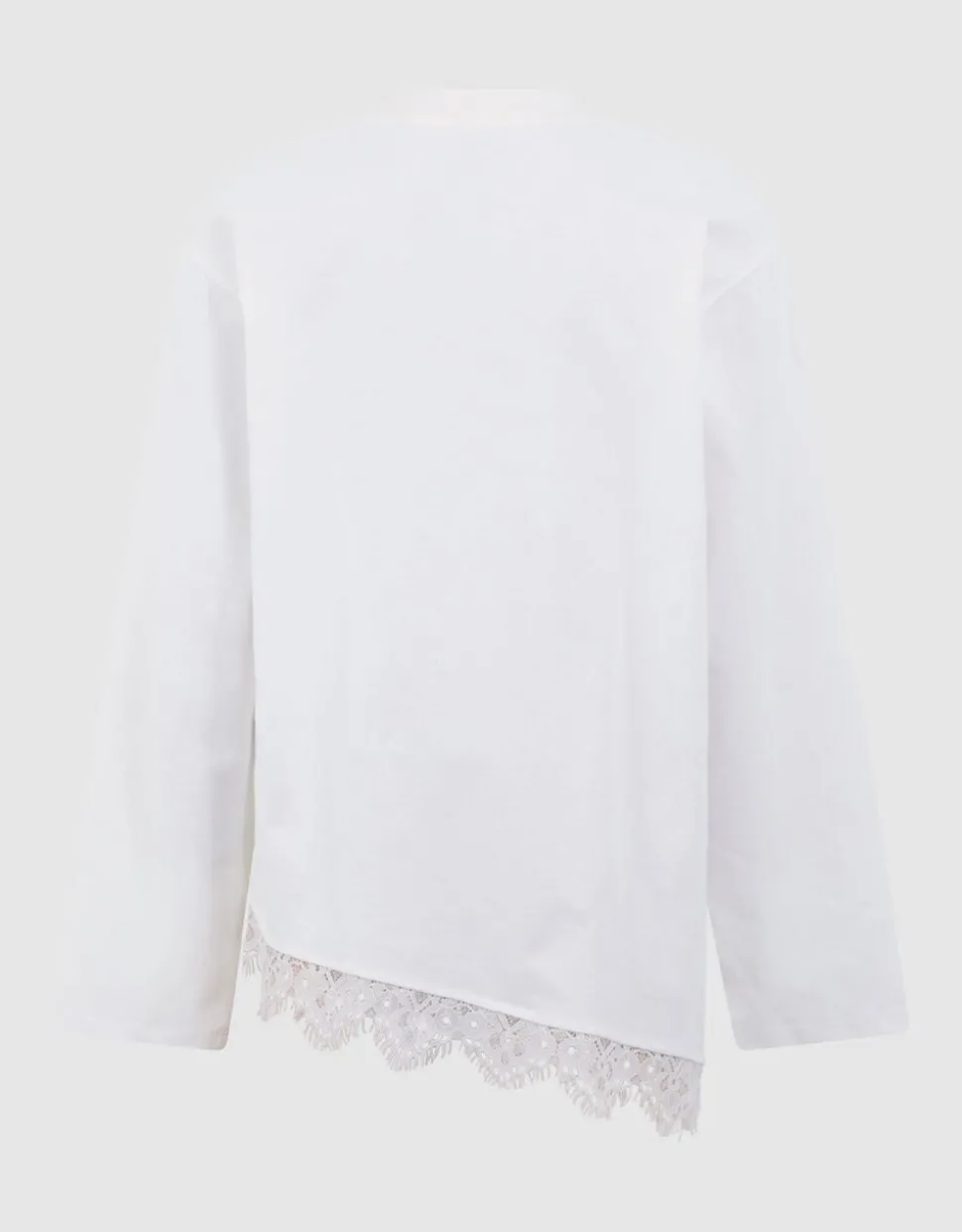 Asymmetrische Kanten Longsleeve T-shirt Wit