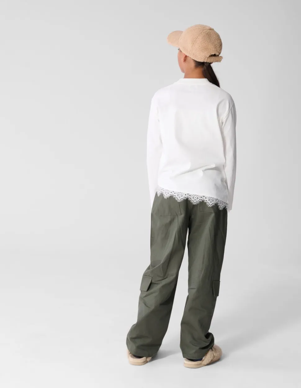 Asymmetrische Kanten Longsleeve T-shirt Wit