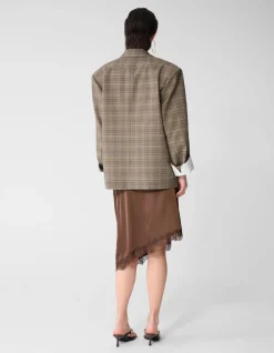 Asymmetrische Kanten Midi Rok Bruin