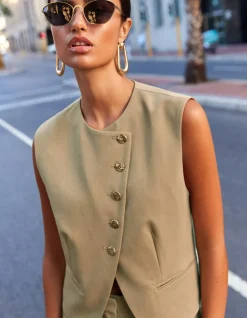 Asymmetrisch Gilet Zand