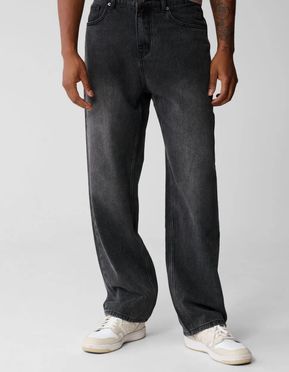 Baggy Fit Jeans Donkergrijs L34