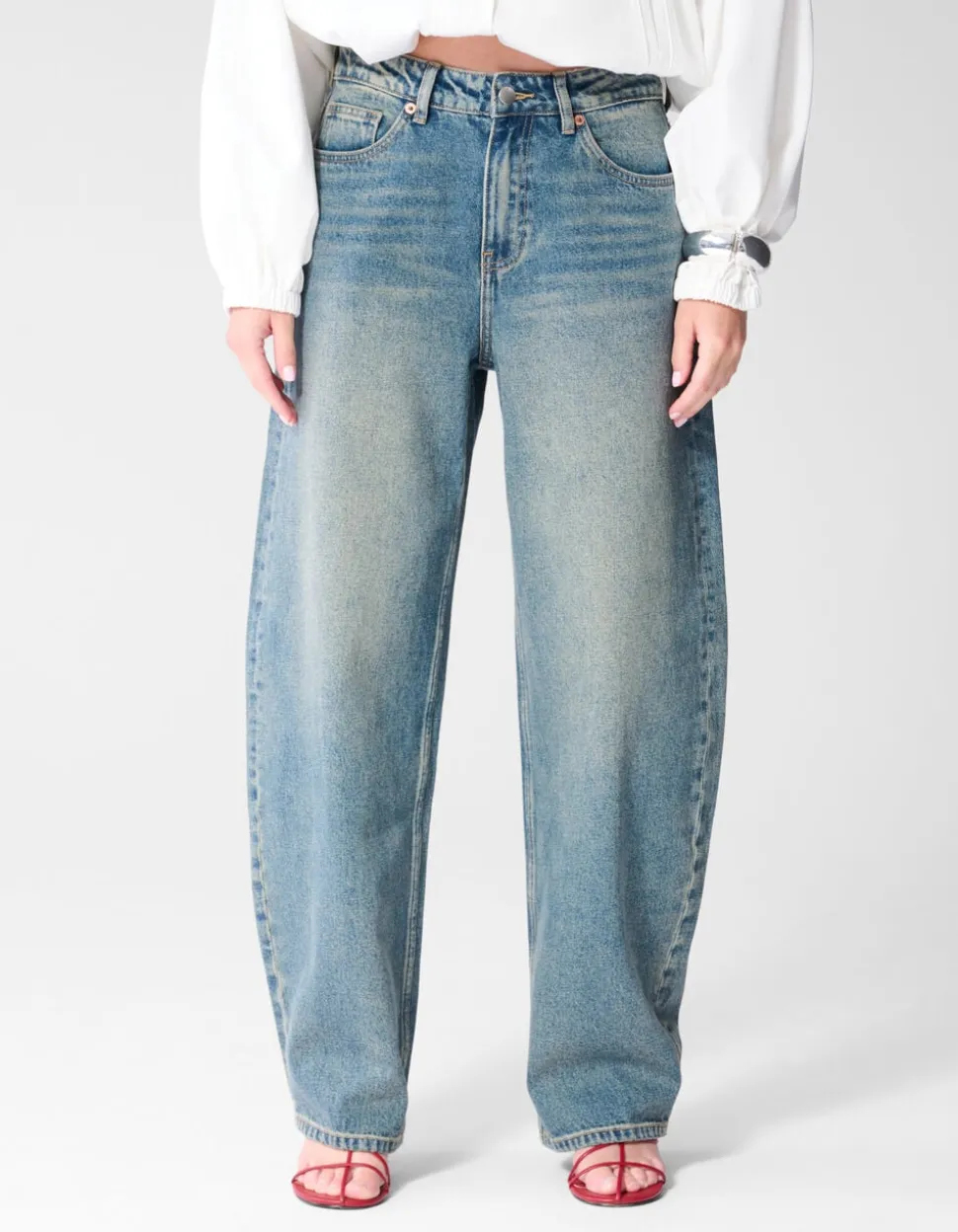 Baggy Fit Tinted Jeans Donkerblauw