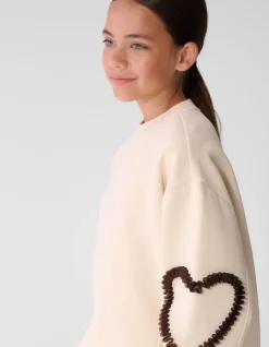 Balloon Fit Heart Sweater Gebroken Wit