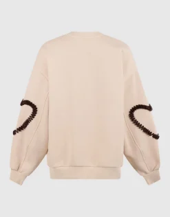 Balloon Fit Heart Sweater Gebroken Wit