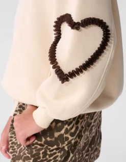 Balloon Fit Heart Sweater Gebroken Wit