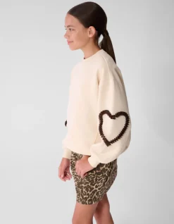 Balloon Fit Heart Sweater Gebroken Wit
