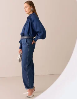 Barrel Fit Jeans Donkerblauw By Mieke