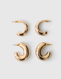 Basic Hoop Set Oorbellen Goud