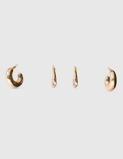 Basic Hoop Set Oorbellen Goud
