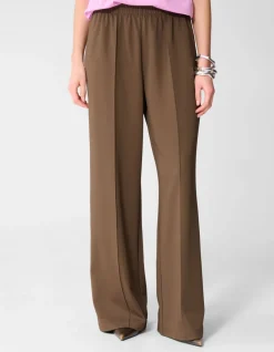 Basic Wide Leg Fit Broek Bruin