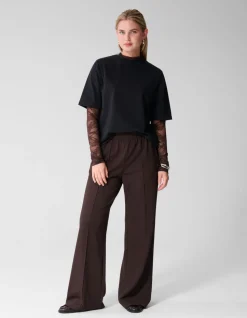 Basic Wide Leg Fit Broek Donkerbruin