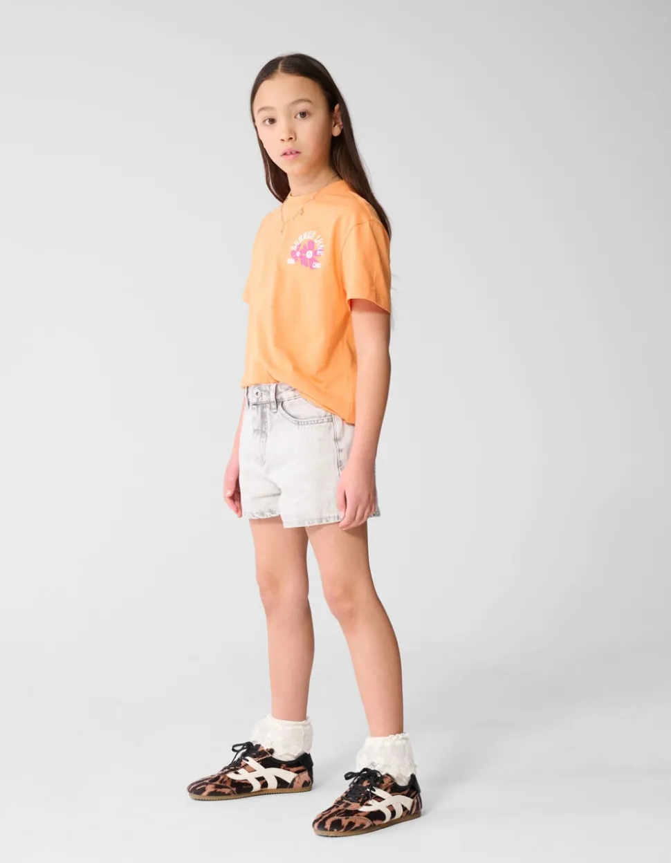 Basis Denim Short Lichtgrijs