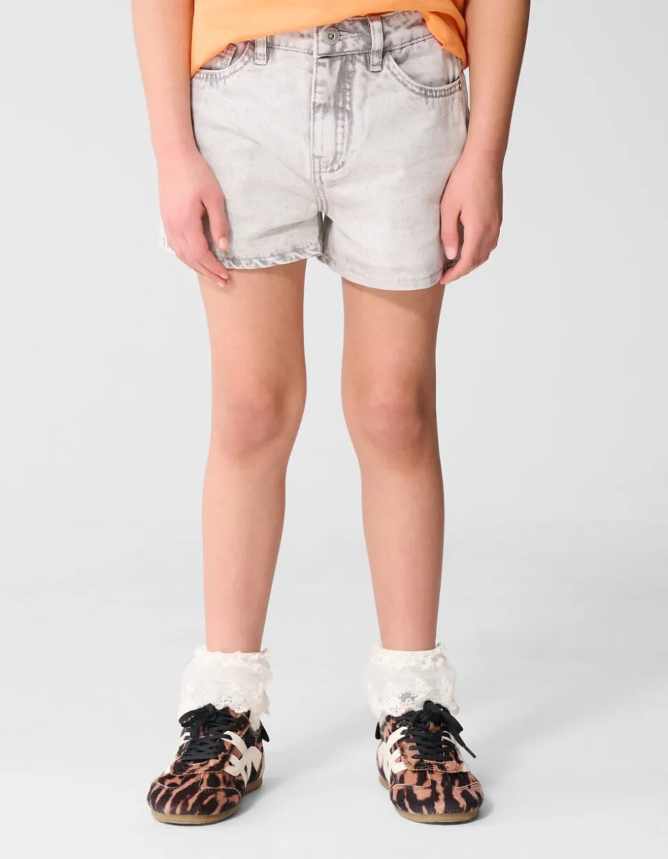 Basis Denim Short Lichtgrijs