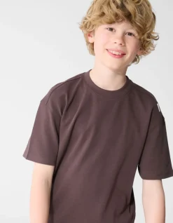 Basis Label T-shirt Donkerbruin