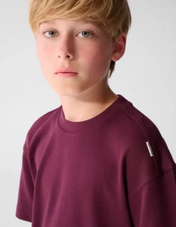 Basis Label T-shirt Donkerrood