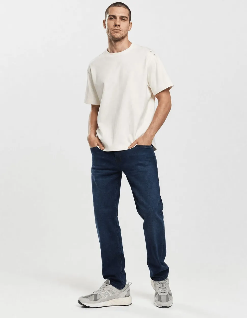 Basis Label T-shirt Gebroken Wit
