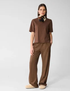 Basis Wide Leg Broek Bruin