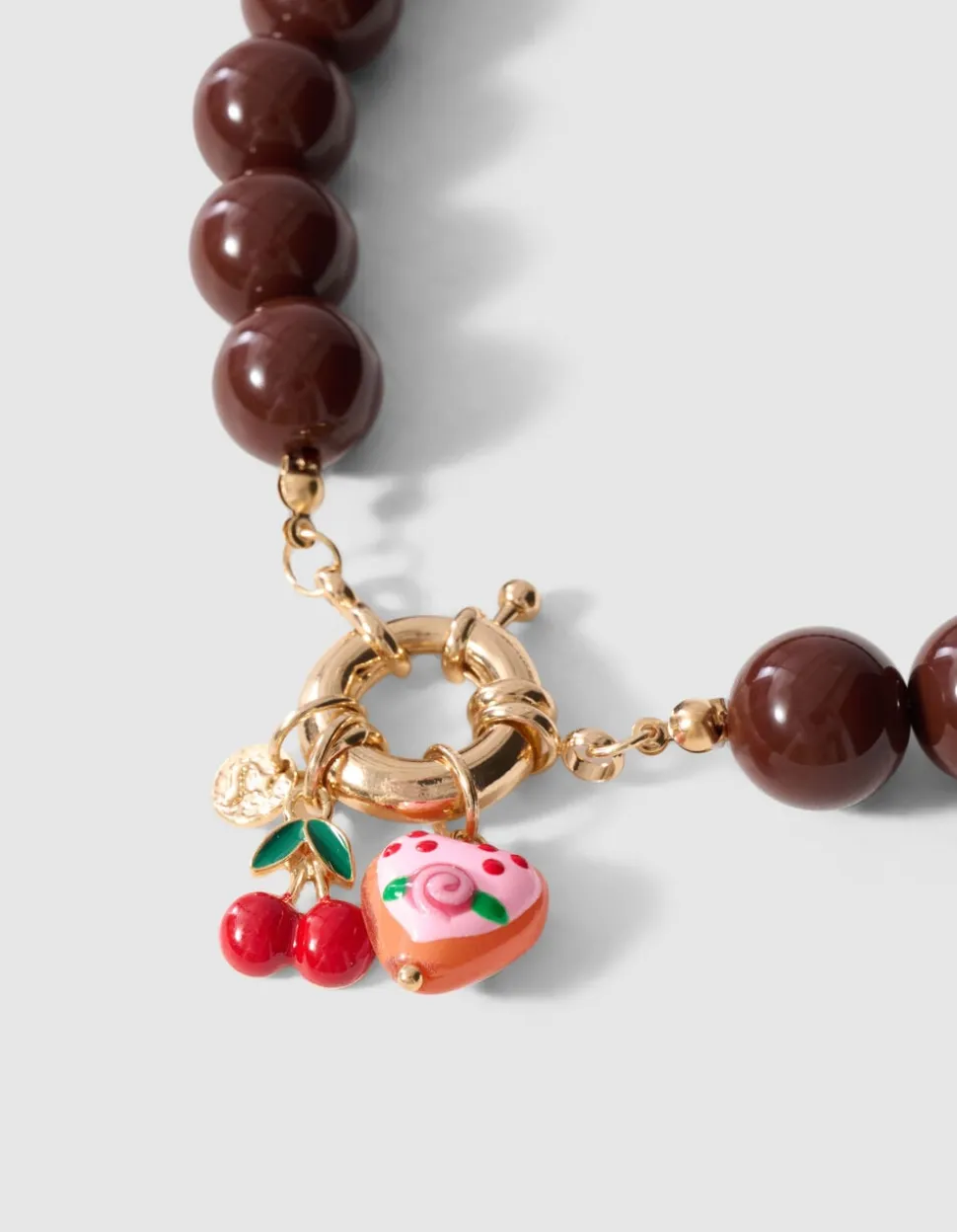 Beaded Charm Ketting Bruin
