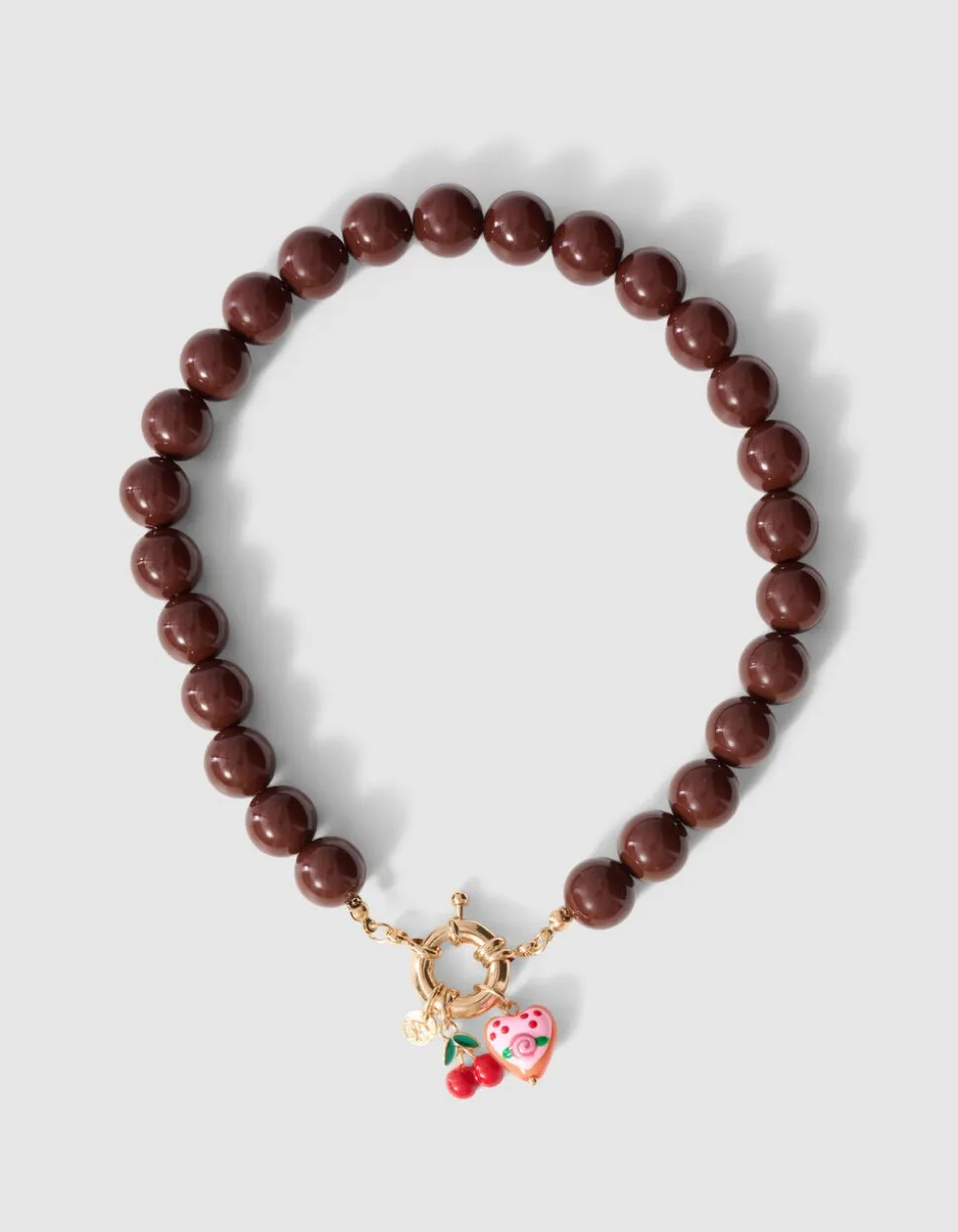 Beaded Charm Ketting Bruin
