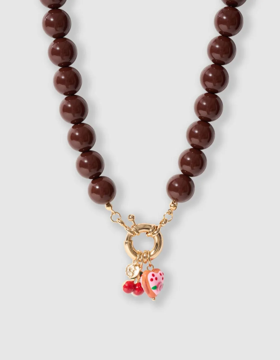 Beaded Charm Ketting Bruin