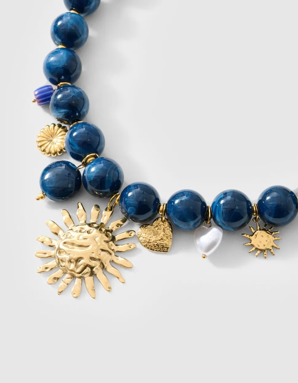 Beaded Charm Ketting Donkerblauw