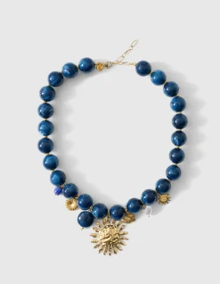 Beaded Charm Ketting Donkerblauw