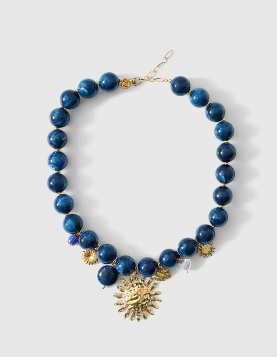 Beaded Charm Ketting Donkerblauw