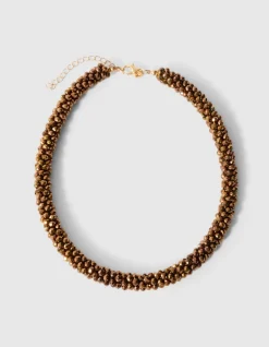 Beaded Elastic Ketting Bruin