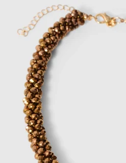 Beaded Elastic Ketting Bruin