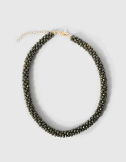 Beaded Elastic Ketting Grijs