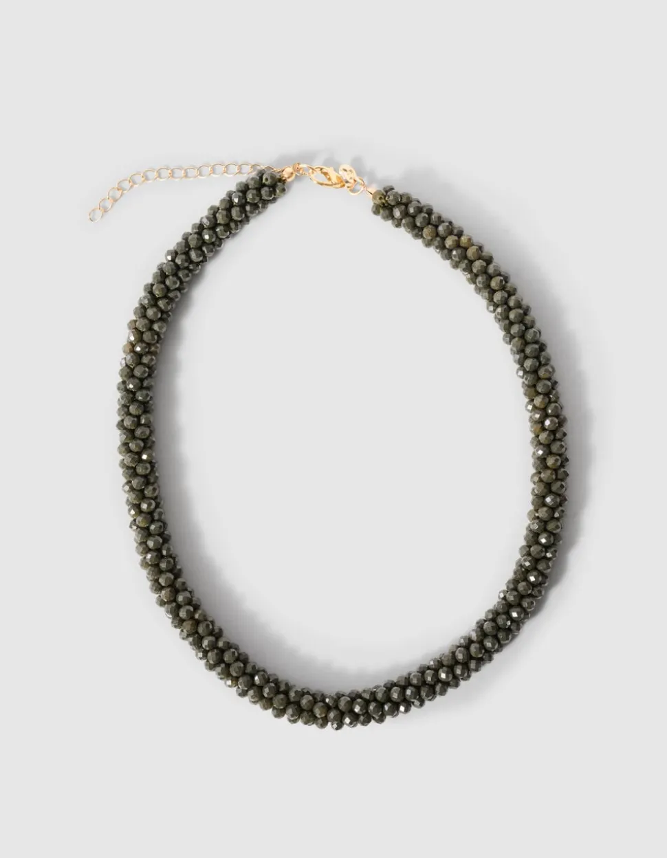 Beaded Elastic Ketting Grijs