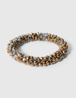 Beaded Elastieken Armband Goud/Zilver