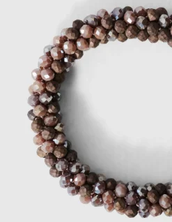 Beaded Elastieken Armband Taupe