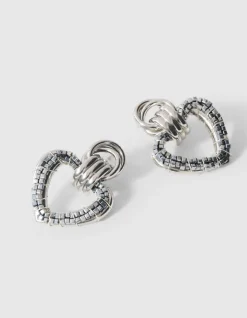 Beaded Heart Oorbellen Zilver