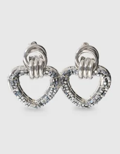 Beaded Heart Oorbellen Zilver