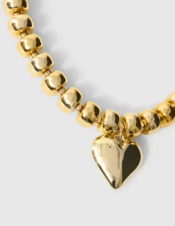 Beaded Wheel Hart Ketting Goud