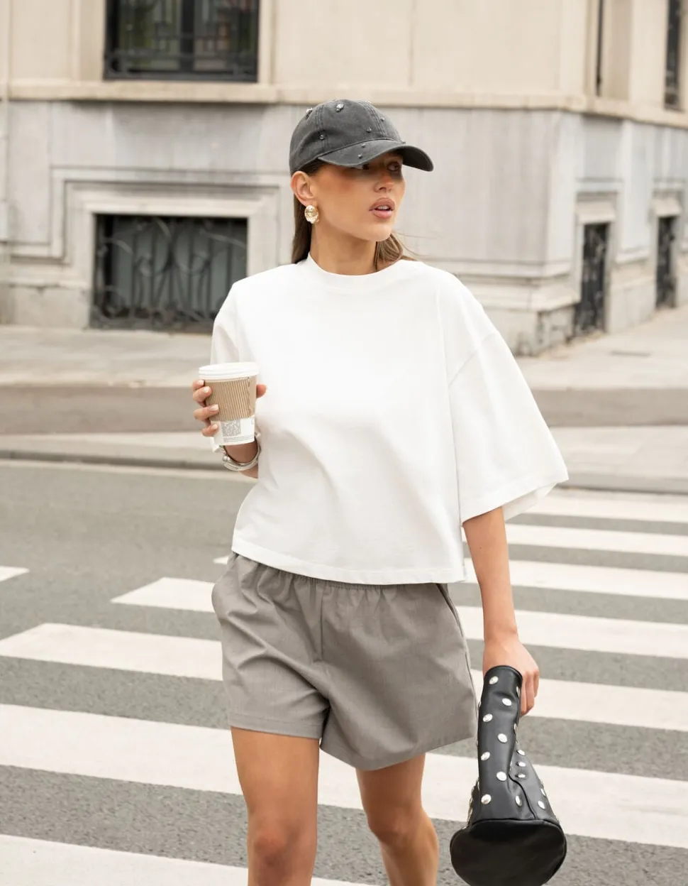 Big Shoulder T-shirt Wit