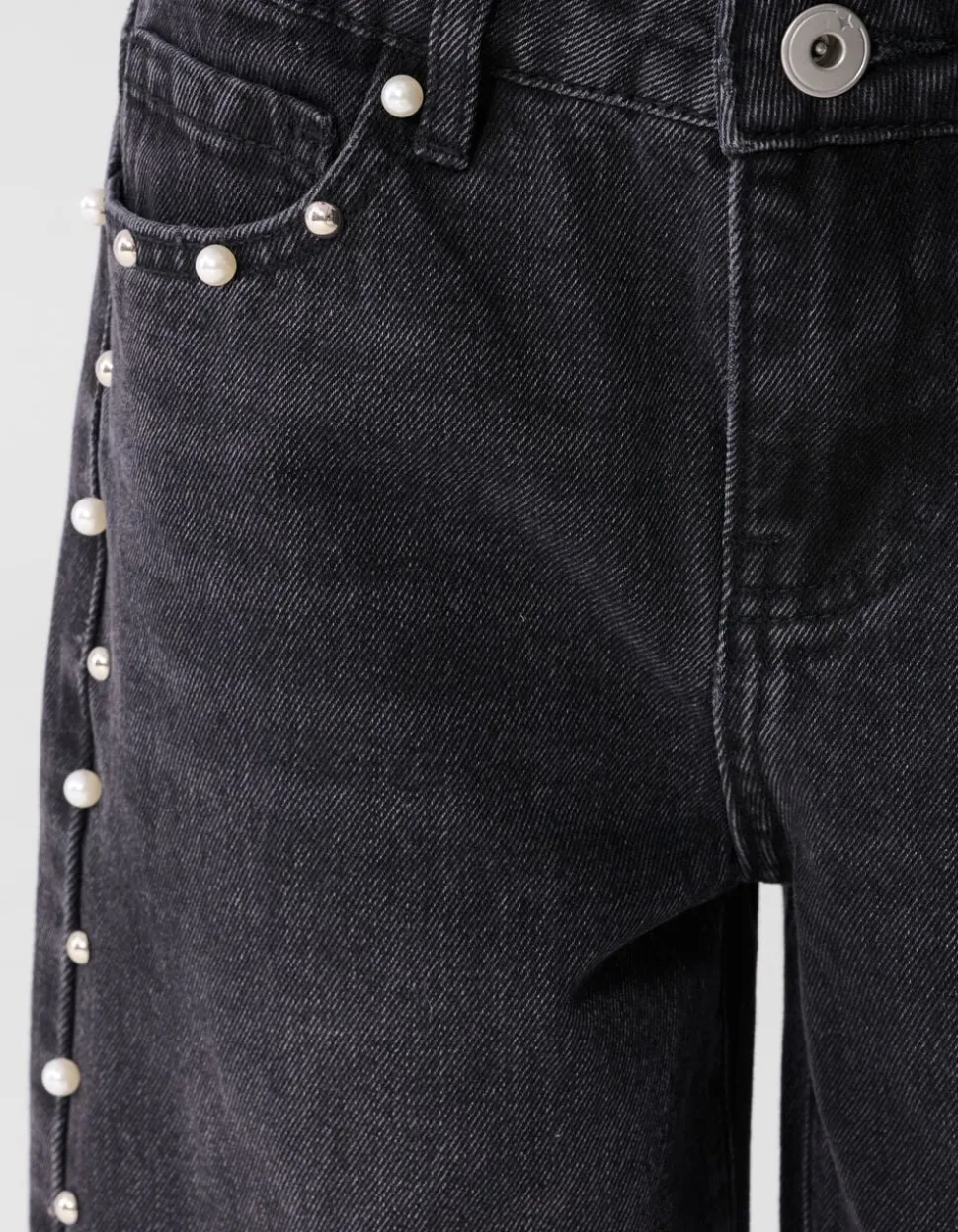 Big Stud Wide Leg Fit Jeans Zwart