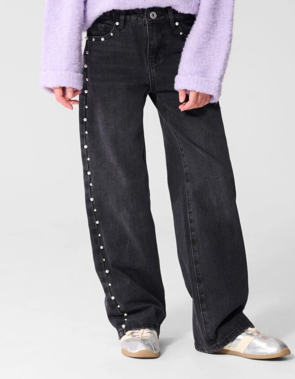 Big Stud Wide Leg Fit Jeans Zwart