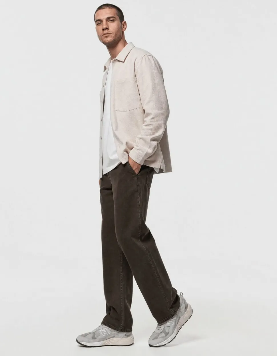 Block Jacquard Overshirt Zand