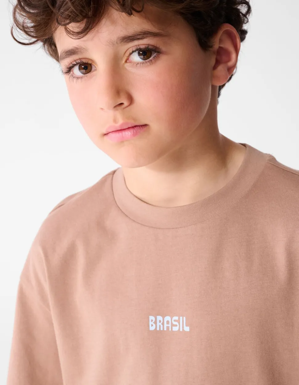 Brasil Artwork T-shirt Lichtbruin
